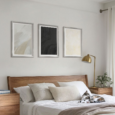 Conjunto de 3 quadros com moldura Estruturas sombreiam o minimalismo