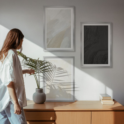 Conjunto de 3 quadros com moldura Estruturas sombreiam o minimalismo