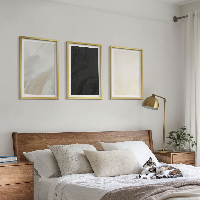 Conjunto de 3 quadros com moldura Estruturas sombreiam o minimalismo
