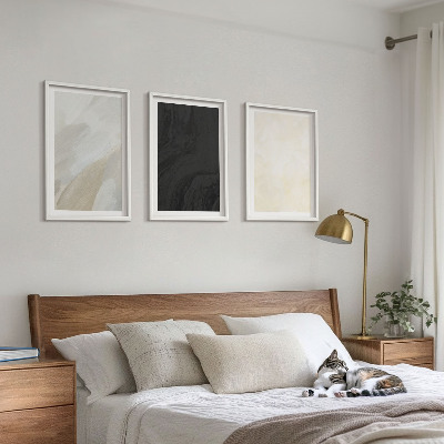 Conjunto de 3 quadros com moldura Estruturas sombreiam o minimalismo