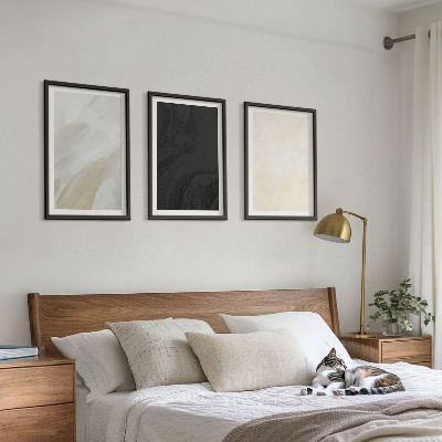 Conjunto de 3 quadros com moldura Estruturas sombreiam o minimalismo