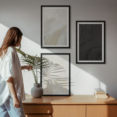 Conjunto de 3 quadros com moldura Estruturas sombreiam o minimalismo