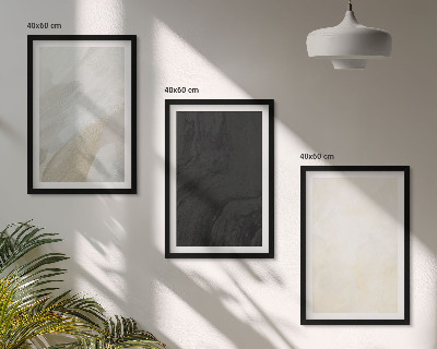 Conjunto de 3 quadros com moldura Estruturas sombreiam o minimalismo