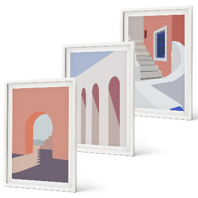 Conjunto de quadros para sala de estar Ilustrações arquitetônicas minimalistas