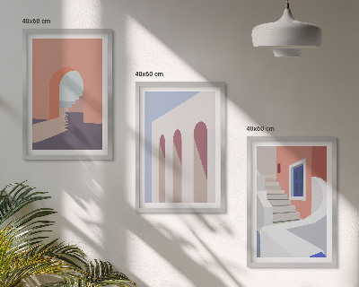 Conjunto de quadros para sala de estar Ilustrações arquitetônicas minimalistas