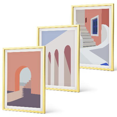 Conjunto de quadros para sala de estar Ilustrações arquitetônicas minimalistas