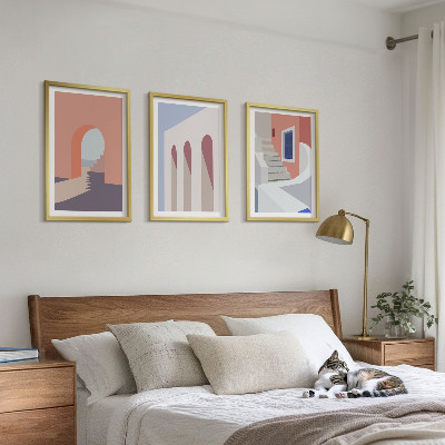 Conjunto de quadros para sala de estar Ilustrações arquitetônicas minimalistas