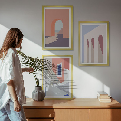 Conjunto de quadros para sala de estar Ilustrações arquitetônicas minimalistas