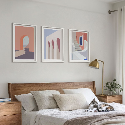 Conjunto de quadros para sala de estar Ilustrações arquitetônicas minimalistas