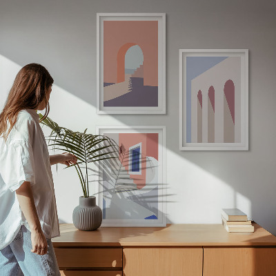 Conjunto de quadros para sala de estar Ilustrações arquitetônicas minimalistas