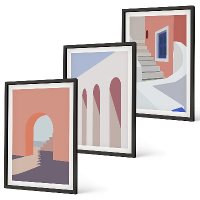 Conjunto de quadros para sala de estar Ilustrações arquitetônicas minimalistas