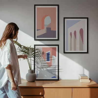 Conjunto de quadros para sala de estar Ilustrações arquitetônicas minimalistas