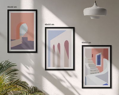 Conjunto de quadros para sala de estar Ilustrações arquitetônicas minimalistas