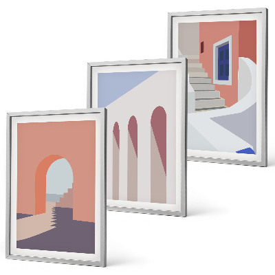 Conjunto de quadros para sala de estar Ilustrações arquitetônicas minimalistas