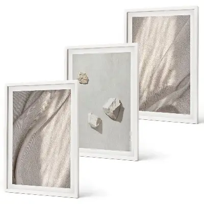 Composição de quadros moderna com detalhes de estrutura em estilo boho