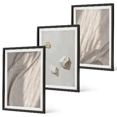 Composição de quadros moderna com detalhes de estrutura em estilo boho