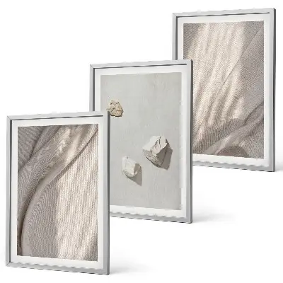 Composição de quadros moderna com detalhes de estrutura em estilo boho