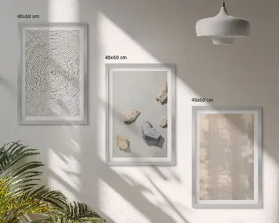 Conjunto de 3 quadros com moldura com estampas de texturas naturais boho