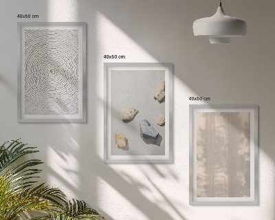 Conjunto de 3 quadros com moldura Estruturas de texturas naturais boho