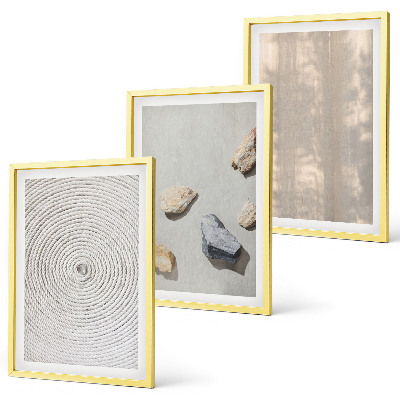 Conjunto de 3 quadros com moldura Estruturas de texturas naturais boho