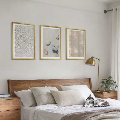 Conjunto de 3 quadros com moldura Estruturas de texturas naturais boho