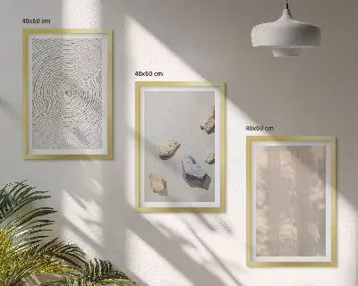 Conjunto de 3 quadros com moldura com estampas de texturas naturais boho