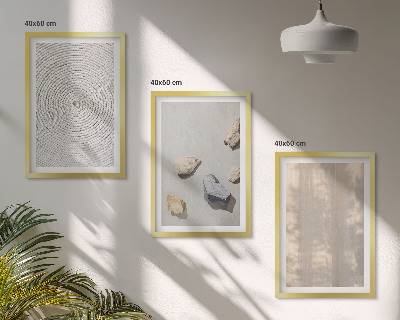 Conjunto de 3 quadros com moldura Estruturas de texturas naturais boho
