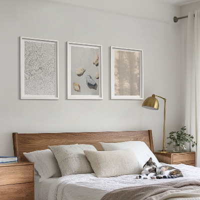 Conjunto de 3 quadros com moldura Estruturas de texturas naturais boho
