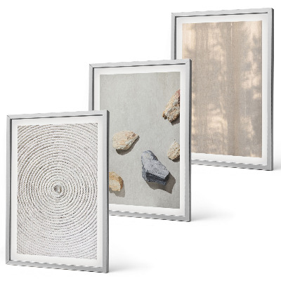 Conjunto de 3 quadros com moldura Estruturas de texturas naturais boho