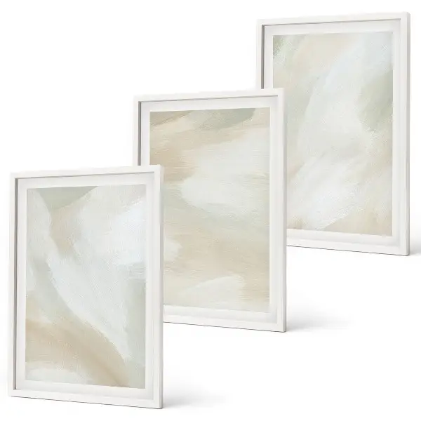 Conjunto de quadros para sala de estar com estética minimalista em textura de tinta
