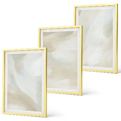 Conjunto de quadros para sala de estar com estética minimalista em textura de tinta