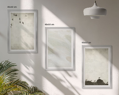 Composição de quadros moderna Decorações com pinceladas de pássaros e pedras