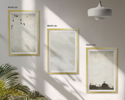 Composição de quadros moderna Decorações com pinceladas de pássaros e pedras