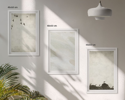 Composição de quadros moderna Decorações com pinceladas de pássaros e pedras