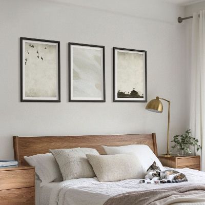 Composição de quadros moderna Decorações com pinceladas de pássaros e pedras