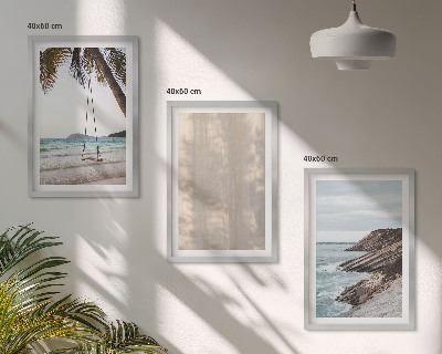 Conjunto de 3 quadros com moldura Vistas da praia com areia no verão
