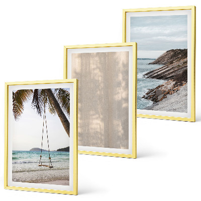 Conjunto de 3 quadros com moldura Vistas da praia com areia no verão