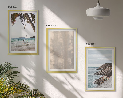 Conjunto de 3 quadros com moldura Vistas da praia com areia no verão