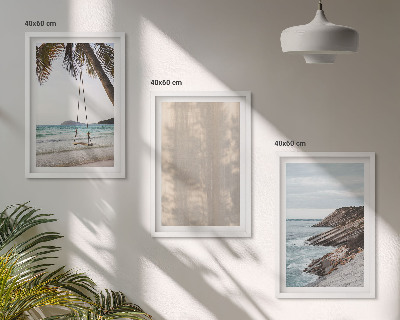 Conjunto de 3 quadros com moldura Vistas da praia com areia no verão
