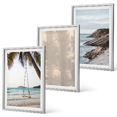Conjunto de 3 quadros com moldura Vistas da praia com areia no verão