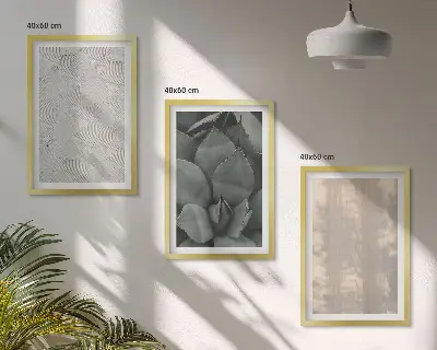 Conjunto de quadros para sala de estar com texturas tropicais de verão