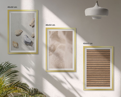 Composição de quadros moderna Texturas de pedra, madeira e tecido