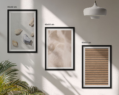 Composição de quadros moderna Texturas de pedra, madeira e tecido