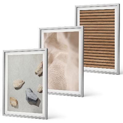 Composição de quadros moderna Texturas de pedra, madeira e tecido