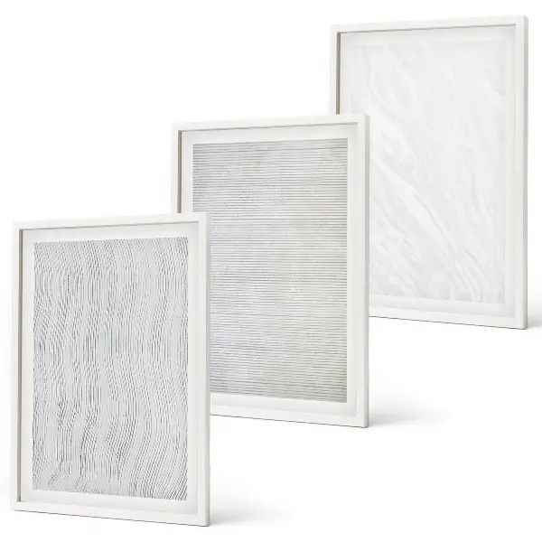 Conjunto de 3 quadros com moldura com estampas de padrões de areia brilhante
