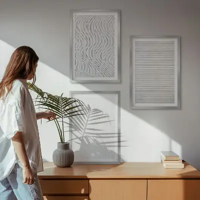 Conjunto de 3 quadros com moldura com estampas de padrões de areia brilhante