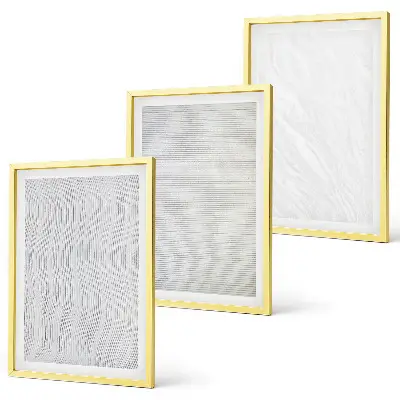 Conjunto de 3 quadros com moldura com estampas de padrões de areia brilhante