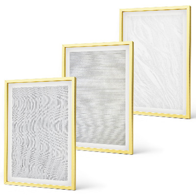 Conjunto de 3 quadros com moldura estruturas de padrão de areia brilhante