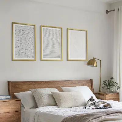 Conjunto de 3 quadros com moldura com estampas de padrões de areia brilhante