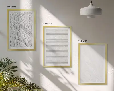 Conjunto de 3 quadros com moldura com estampas de padrões de areia brilhante